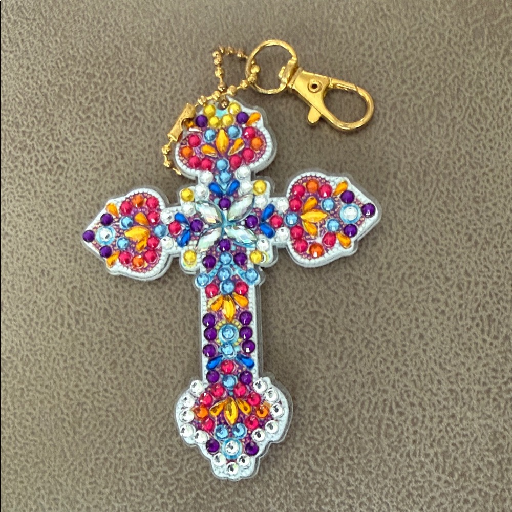Colorful Beaded Cross Key Holder